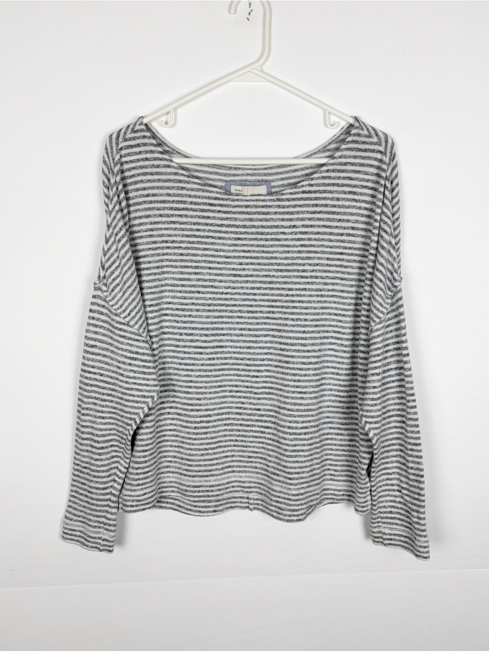 Anthropologie Saturday Sunday Top Gray White Striped Dolman Sleeve Size Small